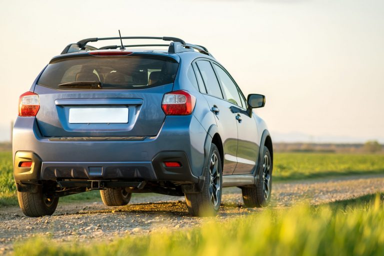 SUV seen from behind illustrates blog "What Are the Parts of a Rear Bumper?"